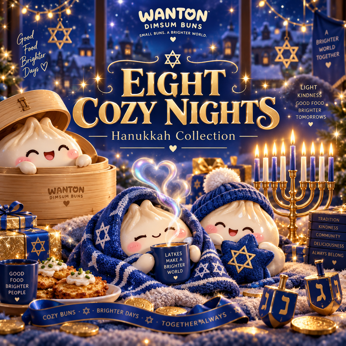 Wanton Dimsum Buns Eight Cozy Nights Hanukkah collection