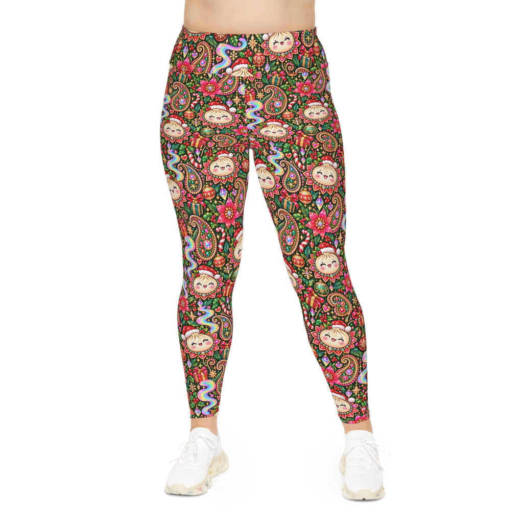 Merry Bunsmas Plus Size Christmas Leggings — Kawaii Dumpling Paisley