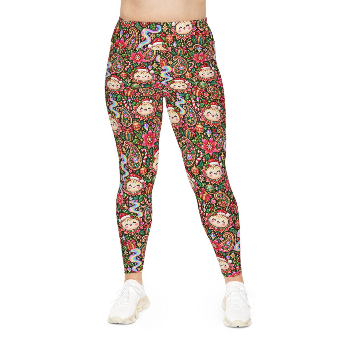 Merry Bunsmas Plus Size Christmas Leggings — Kawaii Dumpling Paisley