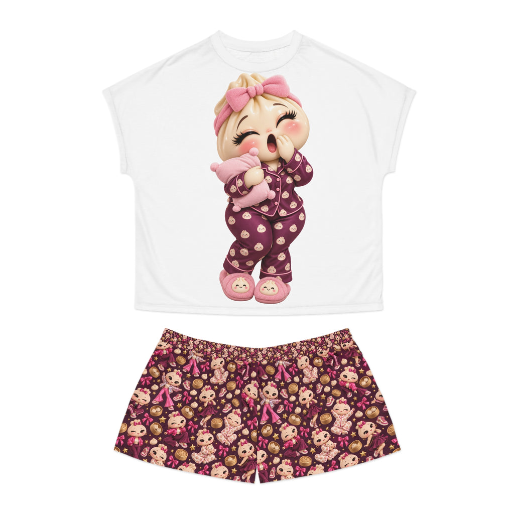 Women's Short Pajama Set - Steamy & Dreamy Cute Dimsum Sleepwear