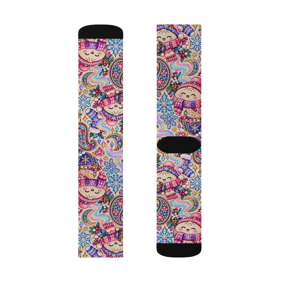 Cozy Buns Club Crew Socks — Psychedelic Dumpling Paisley