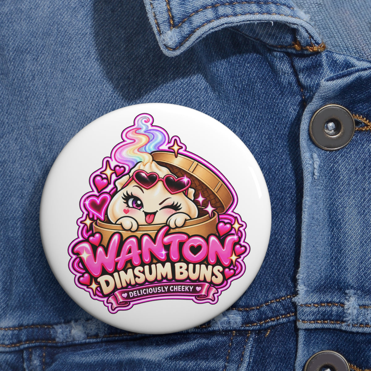Wanton Dimsum Buns Pin Button — Kawaii Dumpling Badge