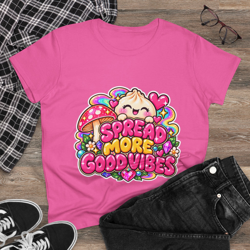Good Vibes Tee — Cute Kawaii 'Spread More Good Vibes' Women's T-Shirt