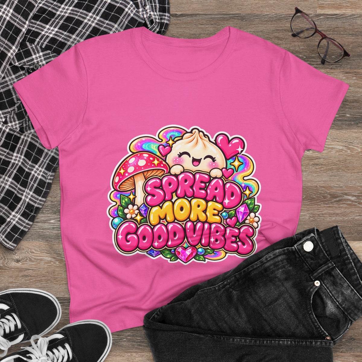 Good Vibes Tee — Cute Kawaii 'Spread More Good Vibes' Women's T-Shirt