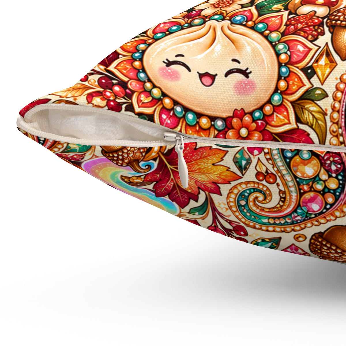 Stuffed Buns Fall Pillow — Pumpkin Dumpling Paisley