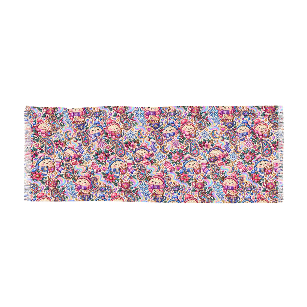 Floral Cozy Dumpling Light Scarf – Colorful Boho Patterned Wrap