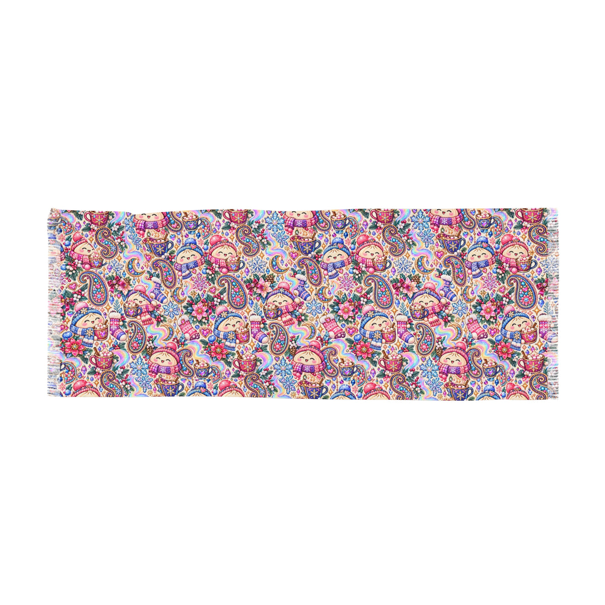 Floral Cozy Dumpling Light Scarf – Colorful Boho Patterned Wrap