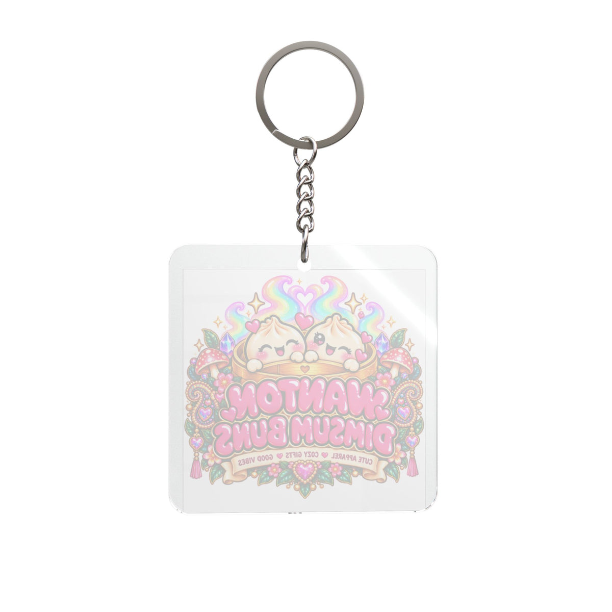 Square Keychain — Cute 'Wanton's Dimsum Buns' Kawaii Food Charm