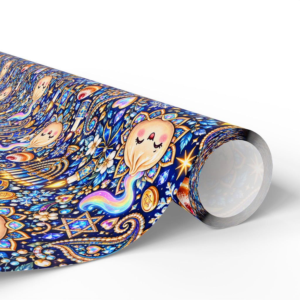 Eight Cozy Nights Hanukkah Wrapping Paper — Kawaii Dumpling Gift Wrap