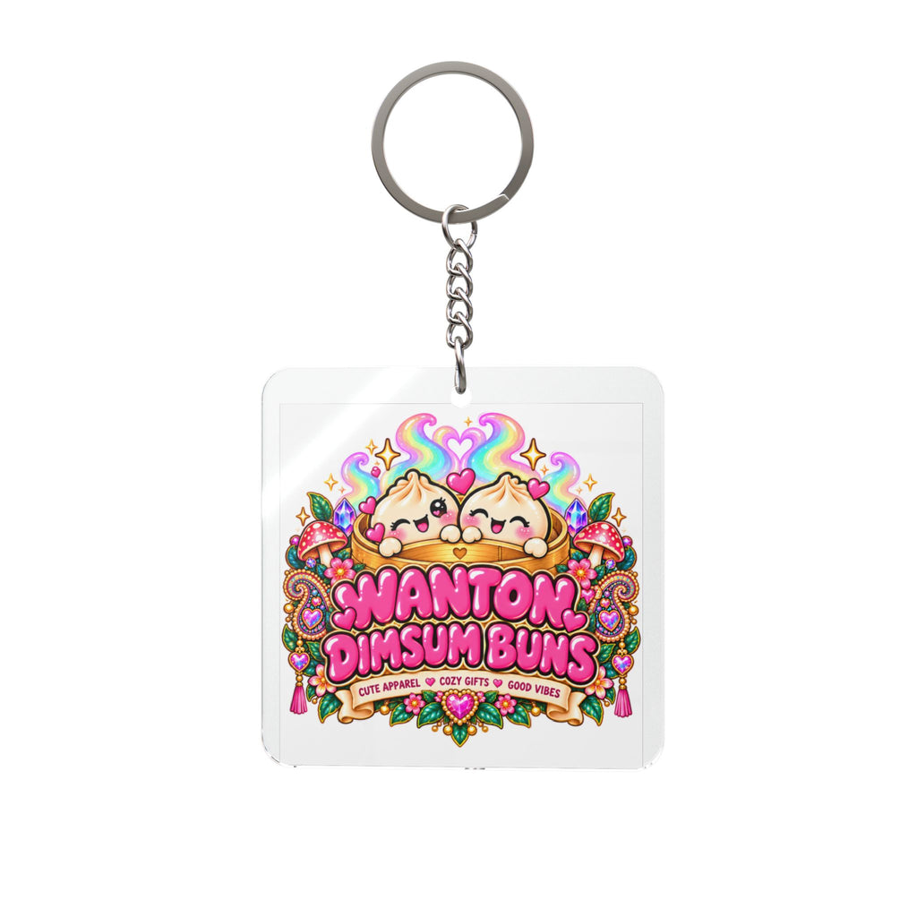 Square Keychain — Cute 'Wanton's Dimsum Buns' Kawaii Food Charm