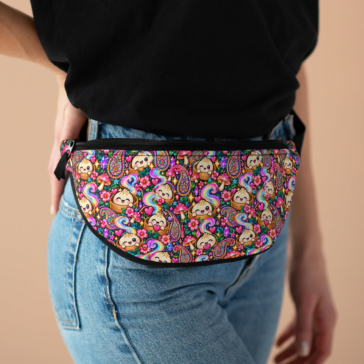 Cute Paisley Dumplings Fanny Pack — Colorful Hippie Festival Waist Bag