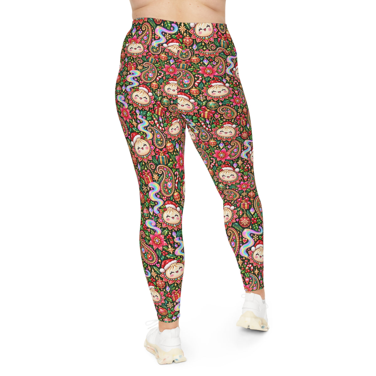 Merry Bunsmas Plus Size Christmas Leggings — Kawaii Dumpling Paisley