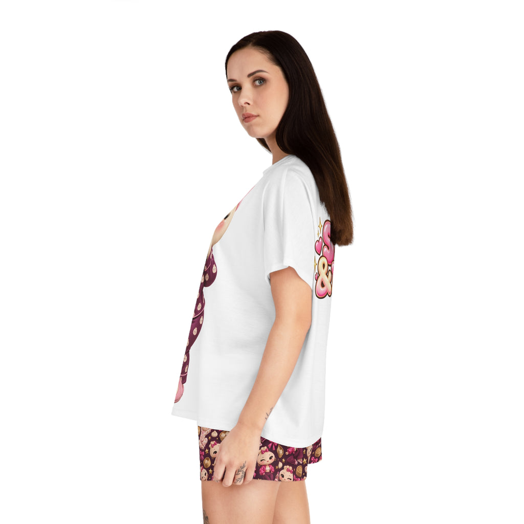 Women's Short Pajama Set - Steamy & Dreamy Cute Dimsum Sleepwear