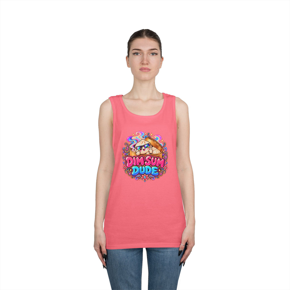 Dim Sum Dude Tank Top — Cute Cartoon Dumpling Graphic Tank