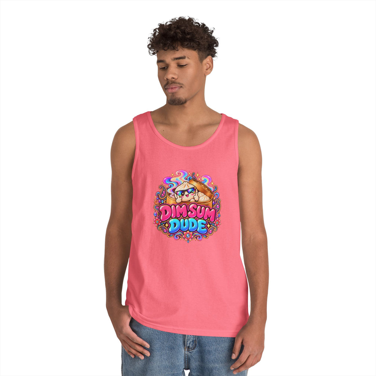 Dim Sum Dude Tank Top — Cute Cartoon Dumpling Graphic Tank