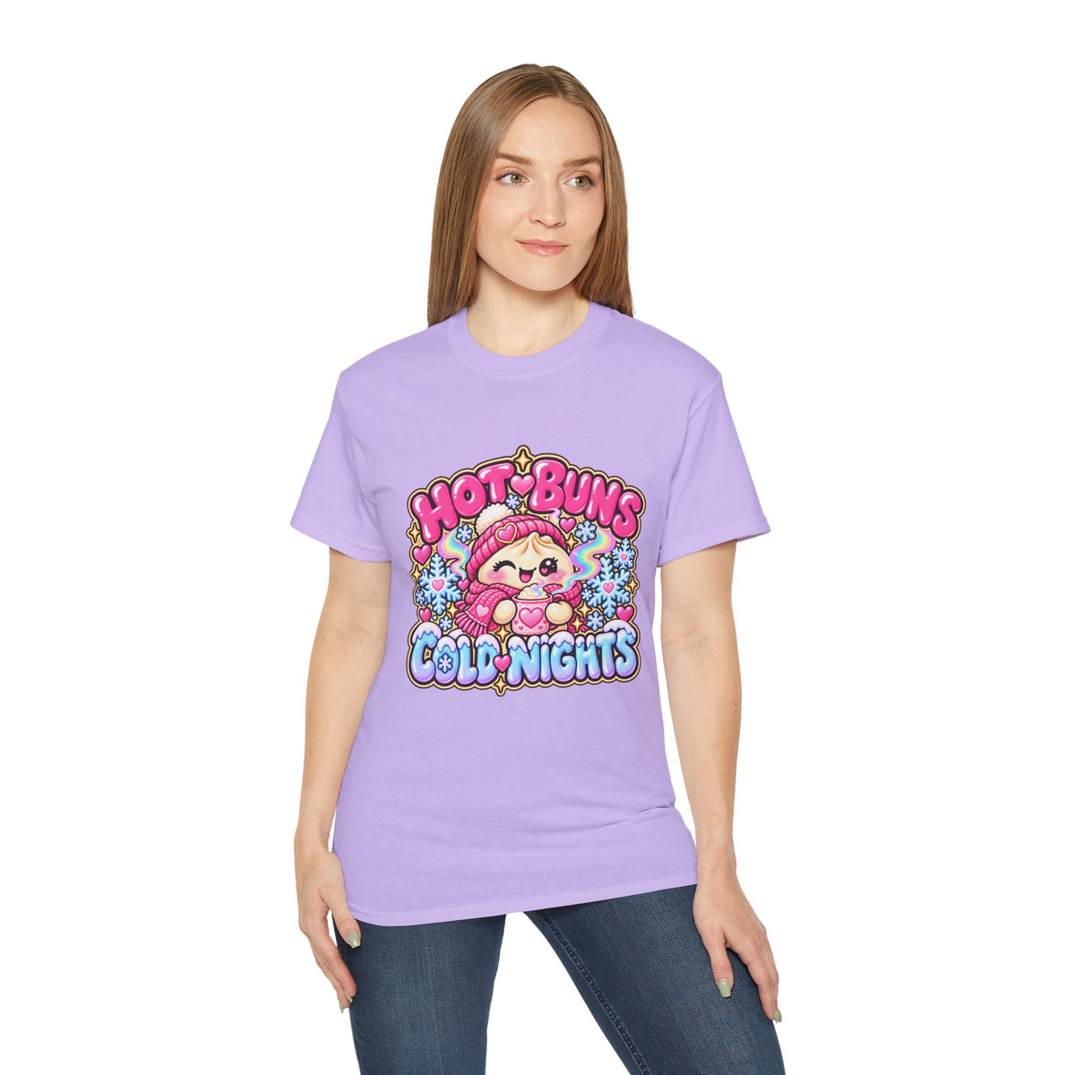Hot Buns Cold Nights Tee — Cute Winter Graphic T-Shirt