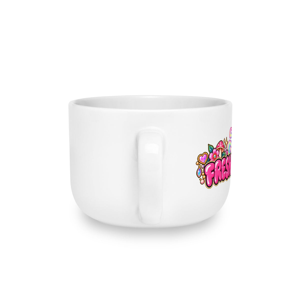 Latte Mug — Cute Kawaii Dumpling “Freshly Steamed” 25oz Ceramic Coffee Cup