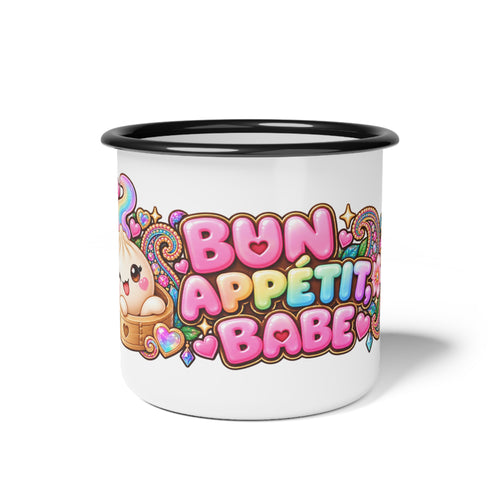 Bon Appétit, Babe Enamel Camp Mug — Kawaii Dumpling Cup