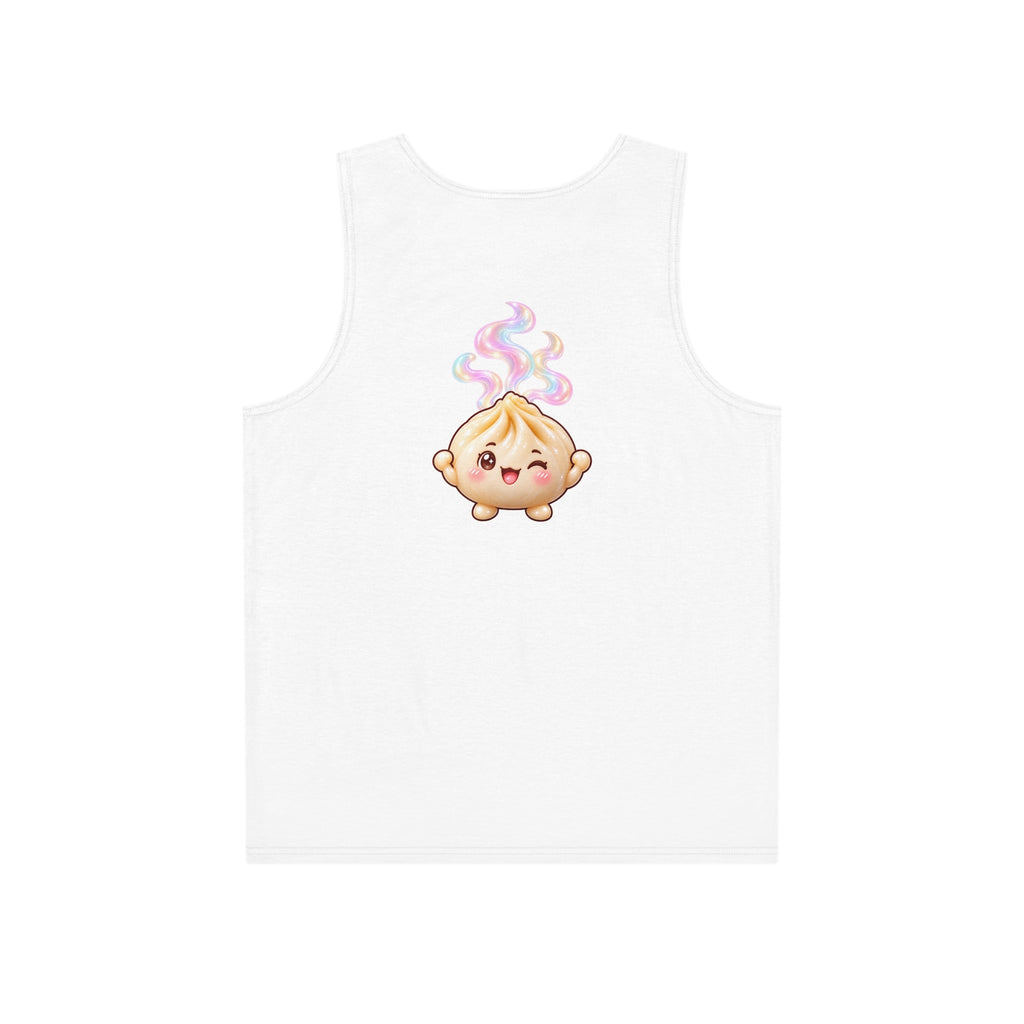 "Wanton Good Vibes" Cute Steamed Bun Graphic Tank Top — Kawaii Dumpling Illustration