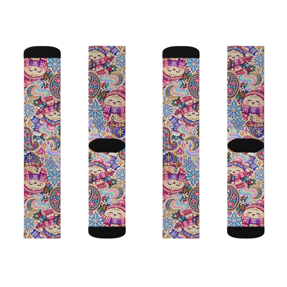 Cozy Buns Club Crew Socks — Psychedelic Dumpling Paisley