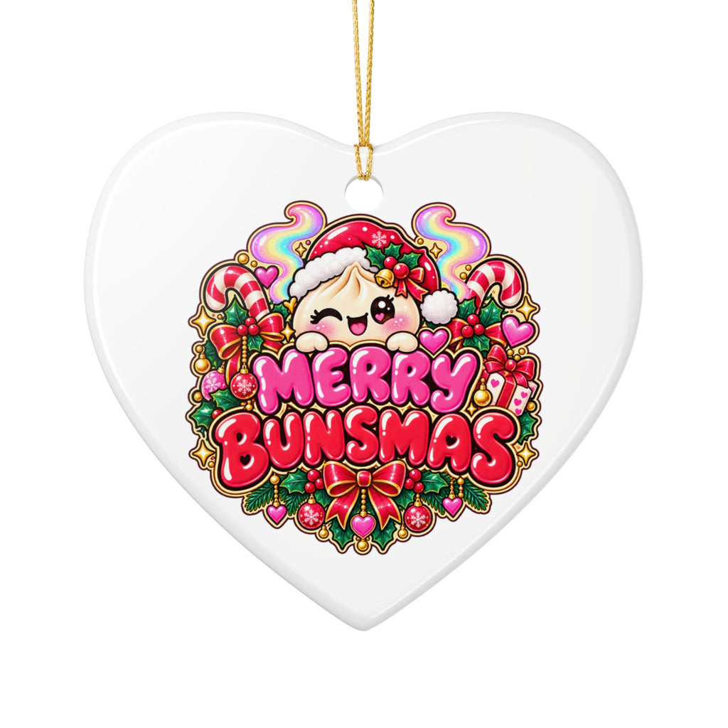Merry Bunsmas Ceramic Ornament — Kawaii Dumpling Christmas Decor