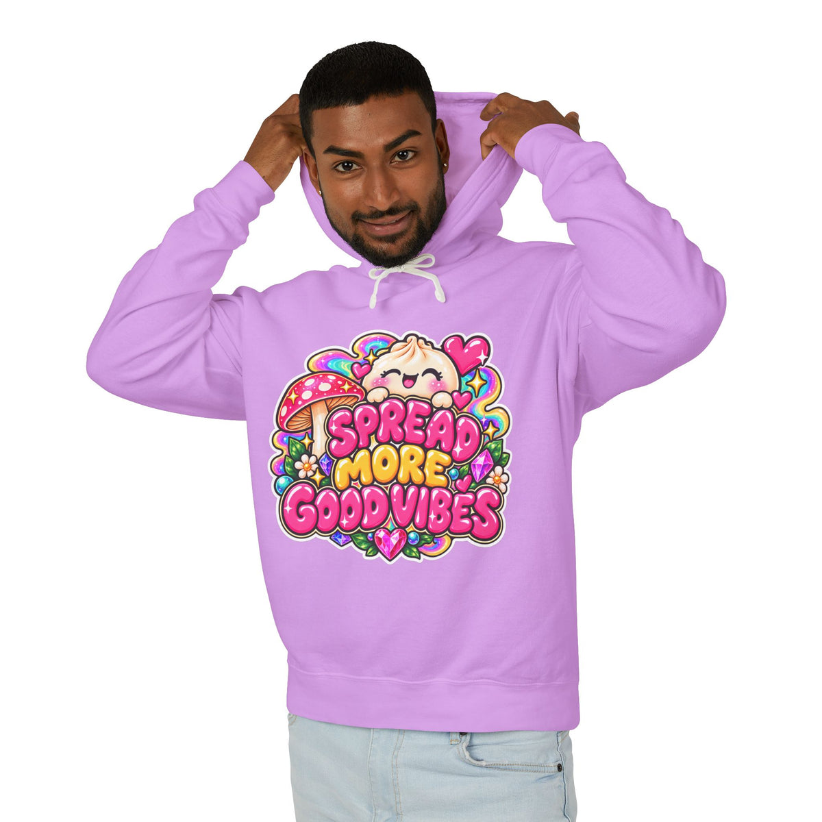 Good Vibes Hoodie — "Spread More Good Vibes" Cute Kawaii Graphic Pullover