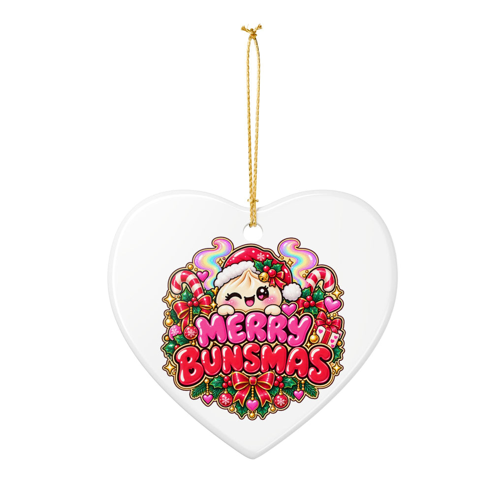 Merry Bunsmas Ceramic Ornament — Kawaii Dumpling Christmas Decor