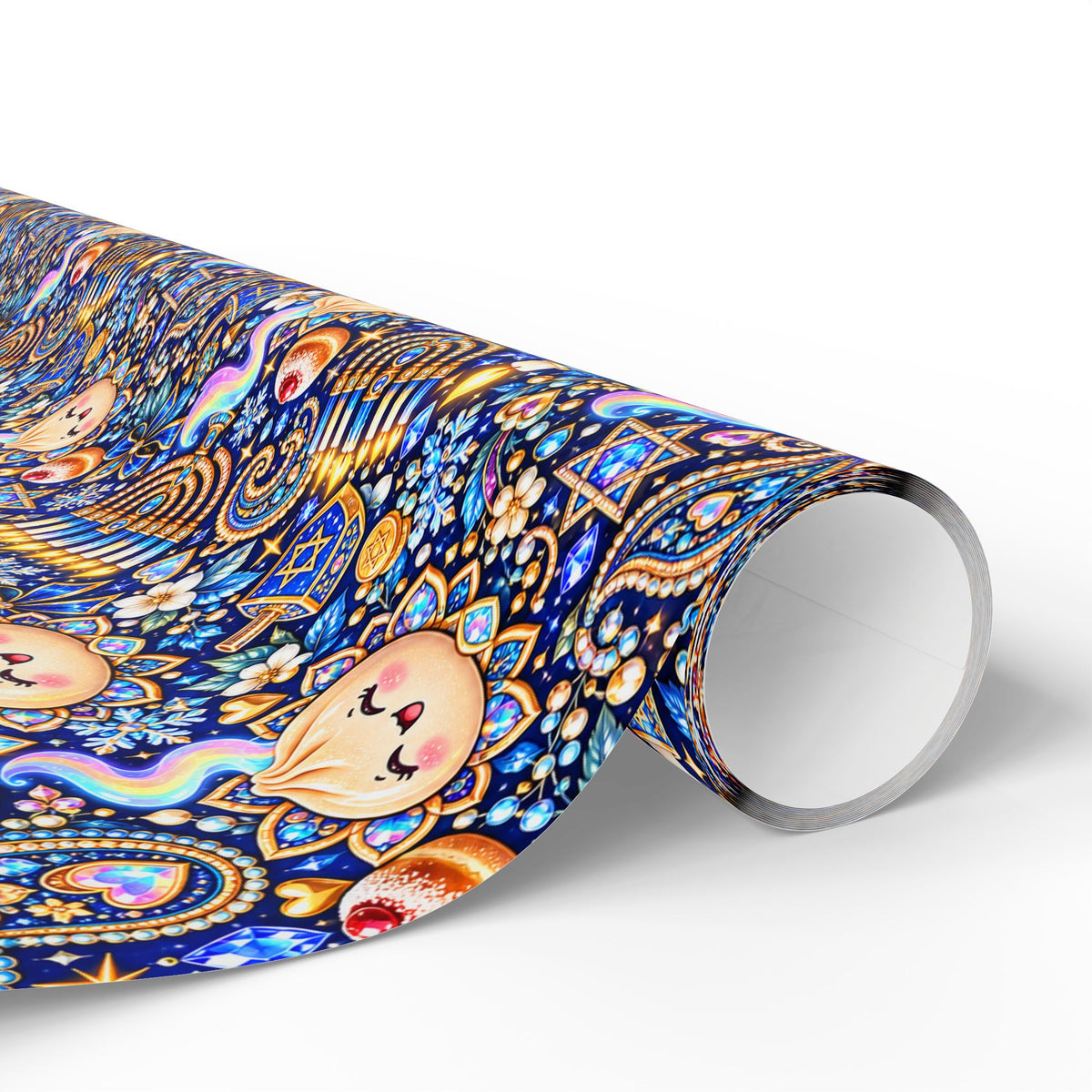 Eight Cozy Nights Hanukkah Wrapping Paper — Kawaii Dumpling Gift Wrap
