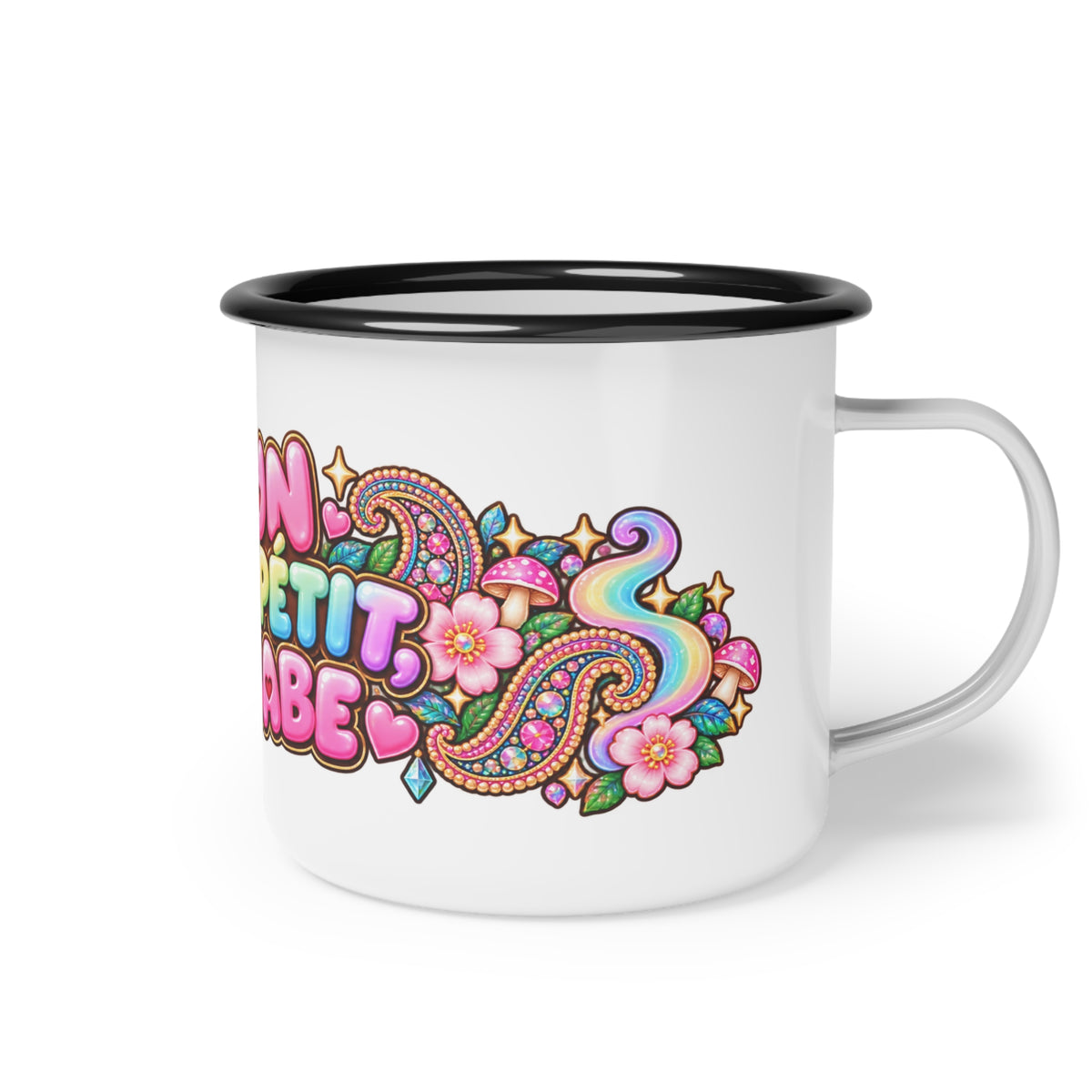 Bon Appétit, Babe Enamel Camp Mug — Kawaii Dumpling Cup