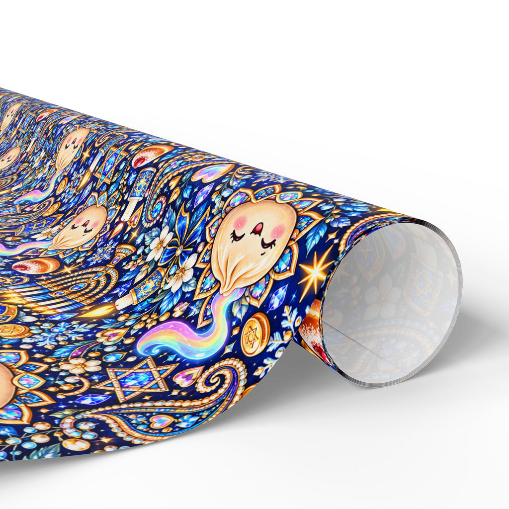 Eight Cozy Nights Hanukkah Wrapping Paper — Kawaii Dumpling Gift Wrap