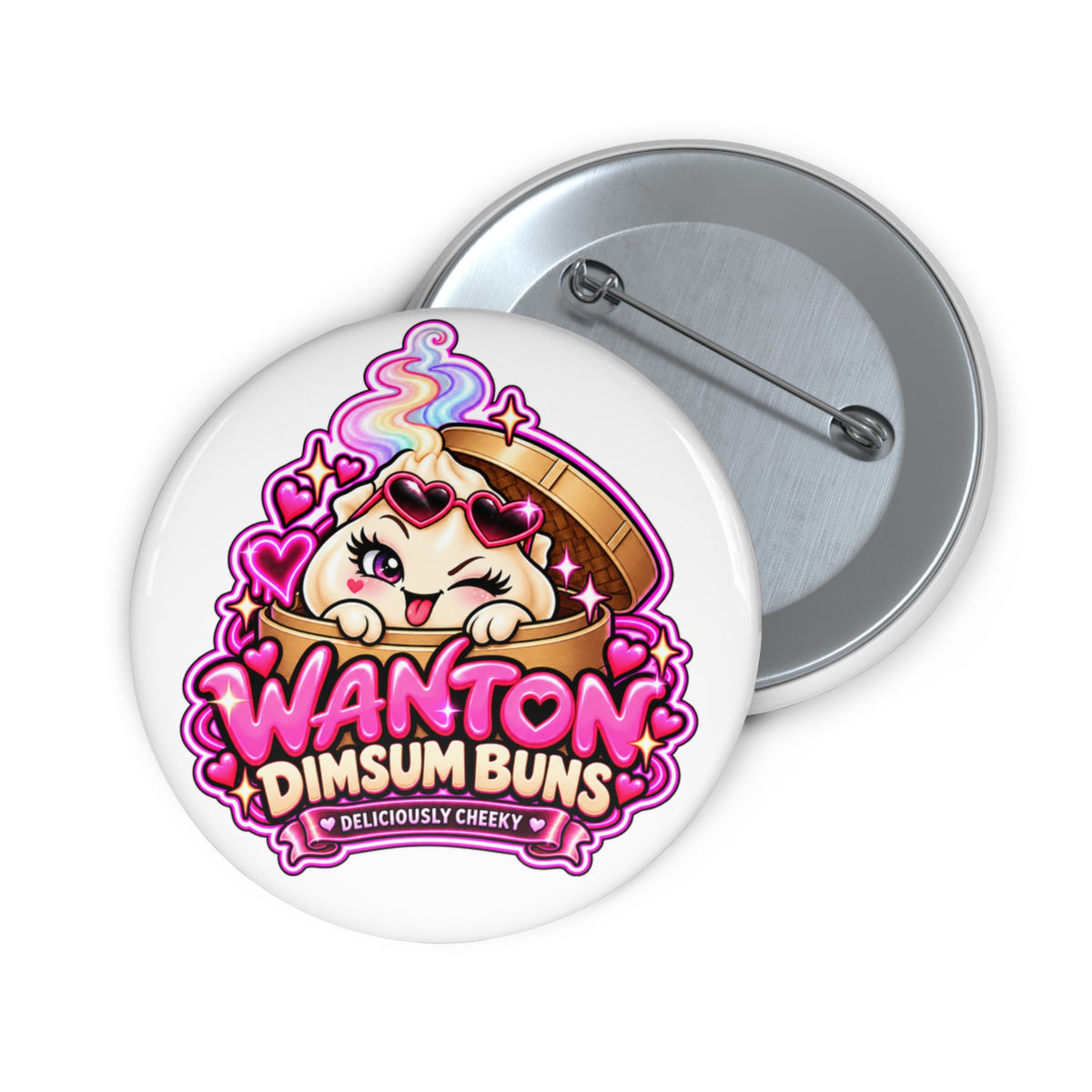 Wanton Dimsum Buns Pin Button — Kawaii Dumpling Badge