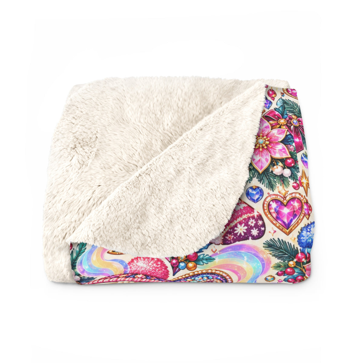 Floral Paisley Dumplings Sherpa Blanket — Cozy Plush Throw for Kids & Adults