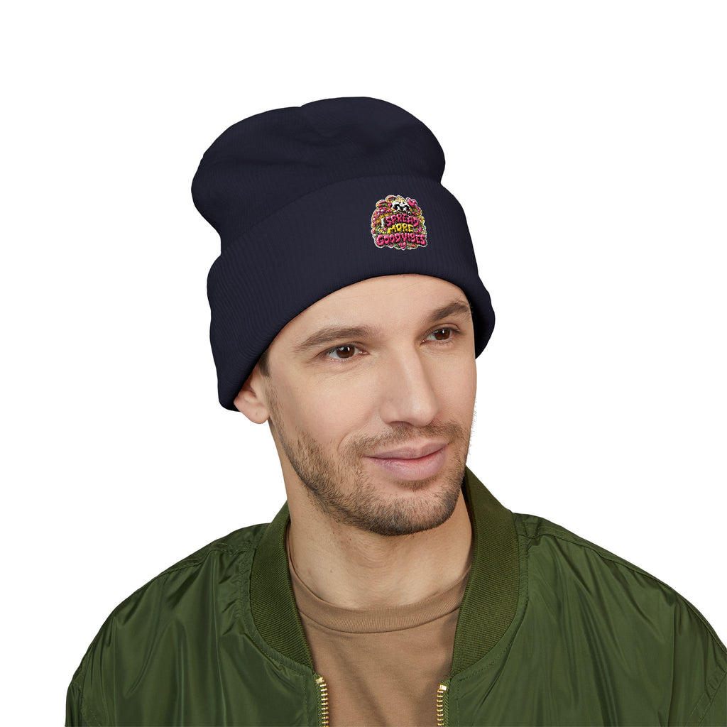 Embroidered Floral 'Love' Cuffed Beanie "Spread More Good Vibes"