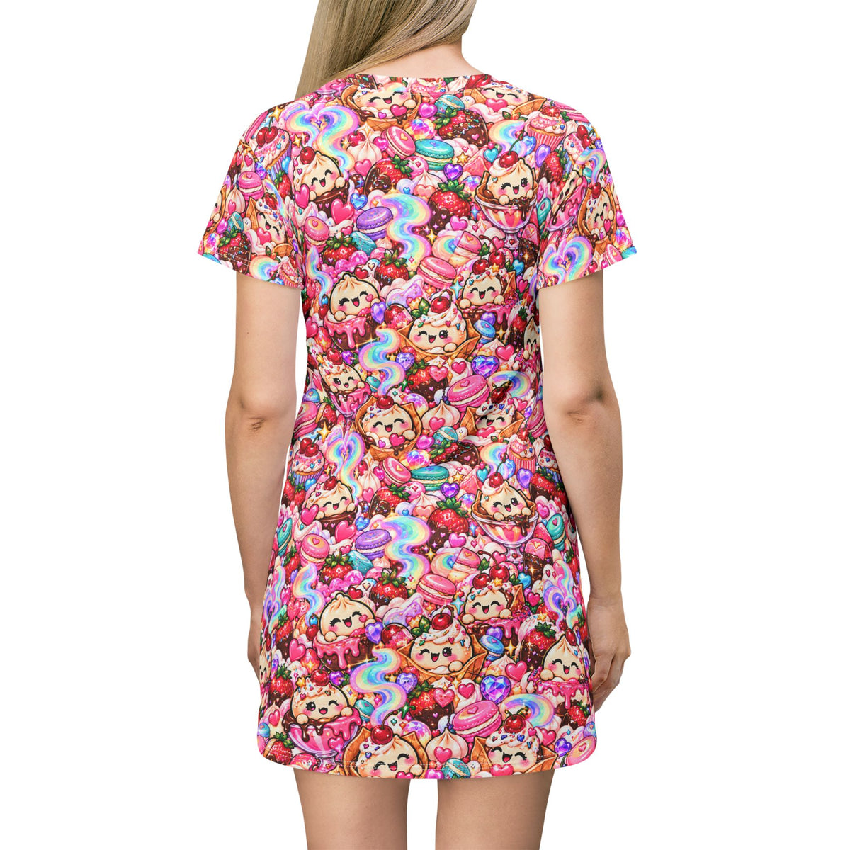 Candyland Dumpling T-Shirt Dress — Kawaii Dessert Print