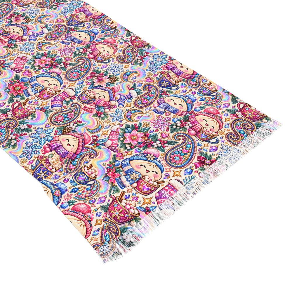 Floral Cozy Dumpling Light Scarf – Colorful Boho Patterned Wrap