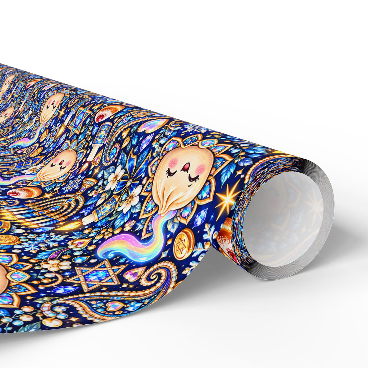 Eight Cozy Nights Hanukkah Wrapping Paper — Kawaii Dumpling Gift Wrap