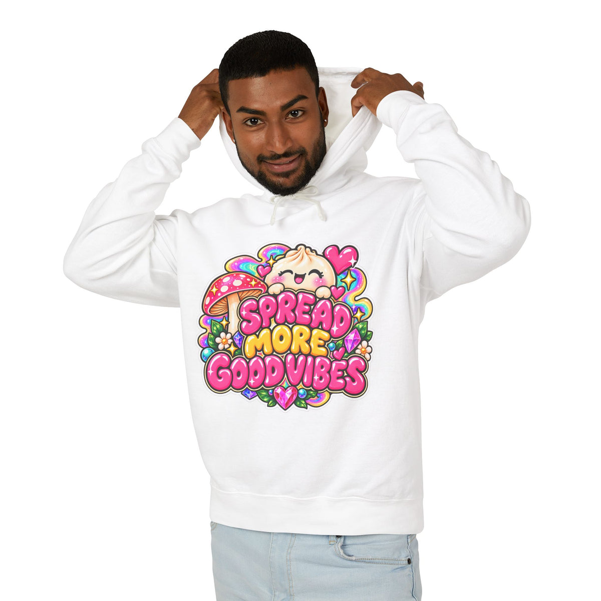 Good Vibes Hoodie — "Spread More Good Vibes" Cute Kawaii Graphic Pullover