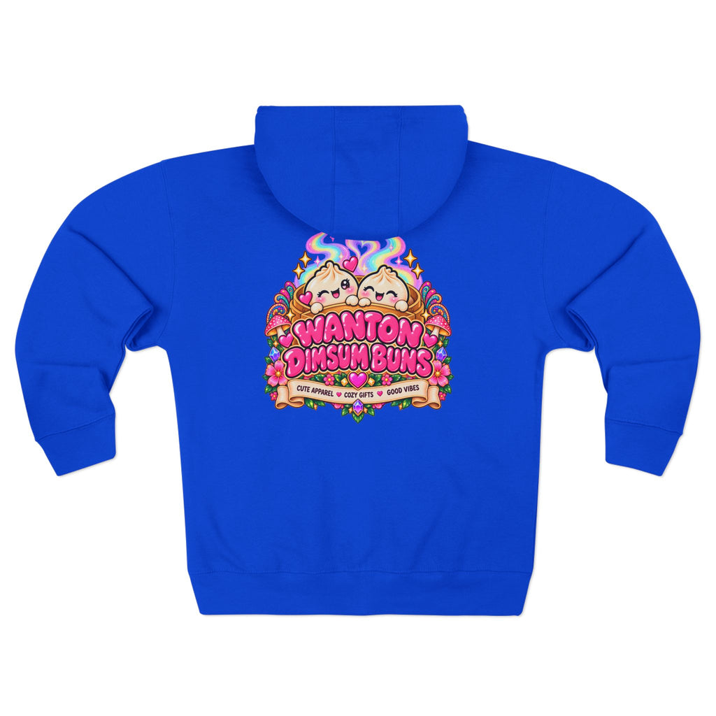 Dim Sum Buns Zip Hoodie — "Spread More Good Vibes" Cute Asian Food Graphic
