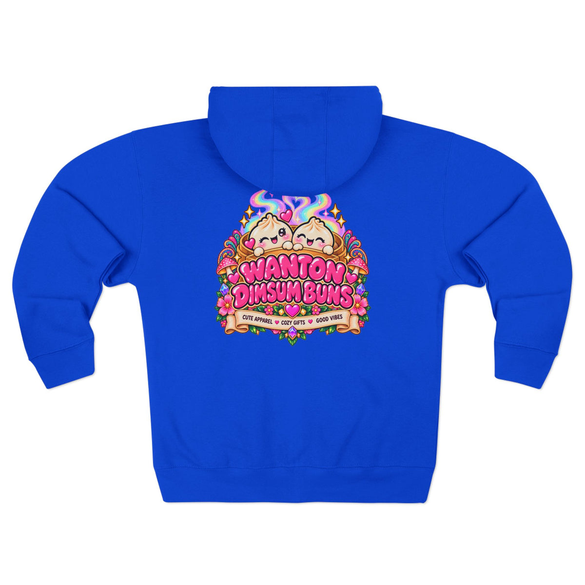 Dim Sum Buns Zip Hoodie — "Spread More Good Vibes" Cute Asian Food Graphic