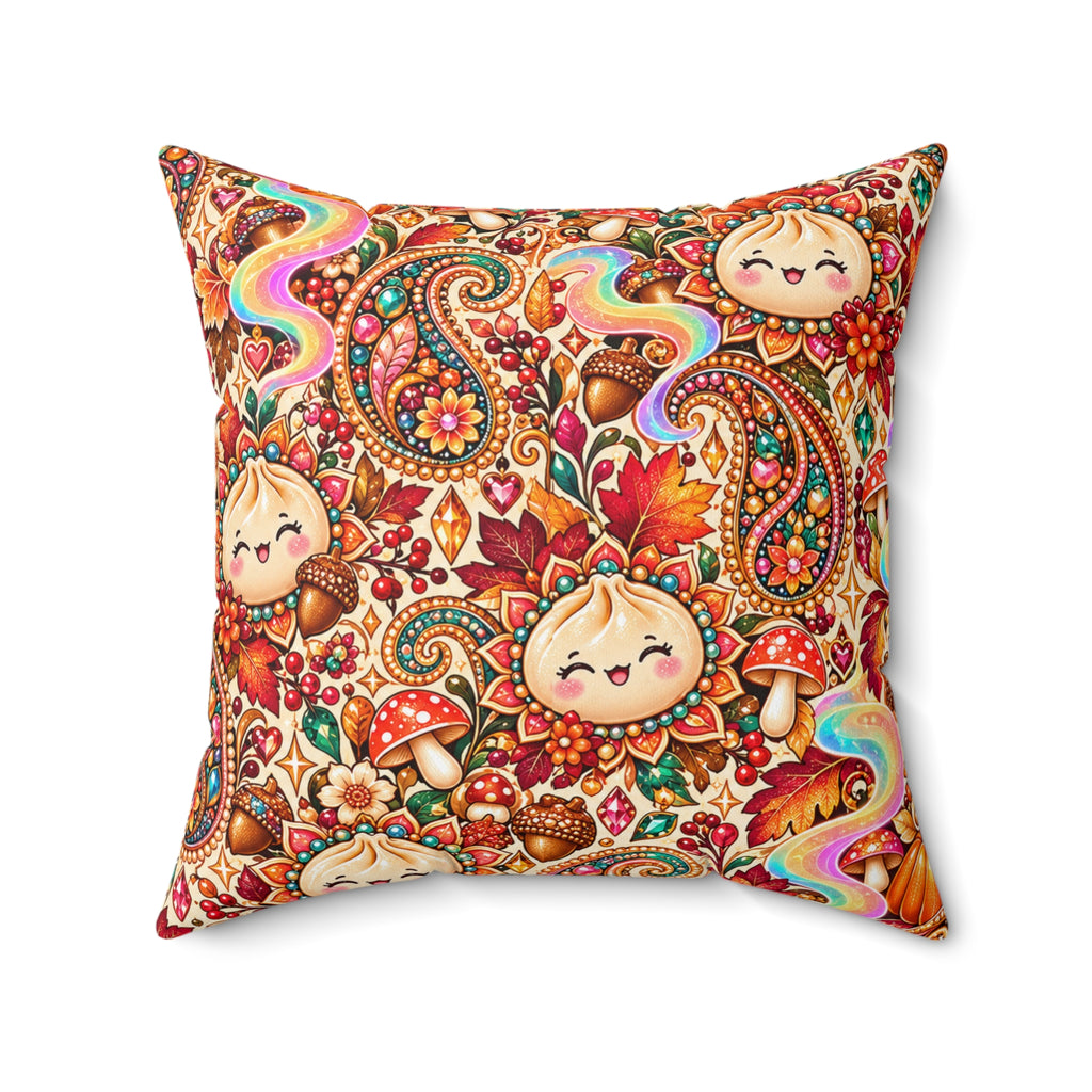 Stuffed Buns Fall Pillow — Pumpkin Dumpling Paisley