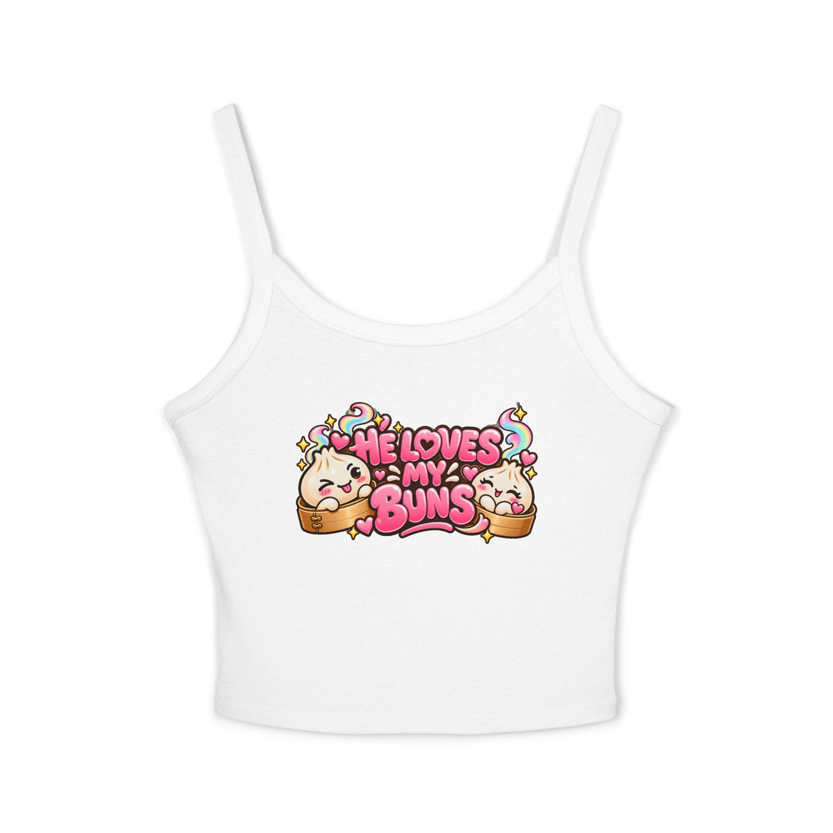 He Loves My Buns Spaghetti Tank — Kawaii Couple Graphic