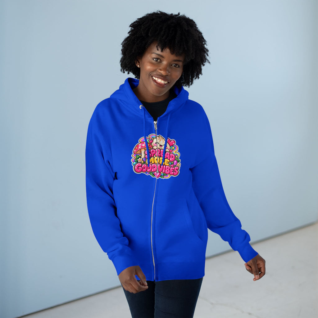 Dim Sum Buns Zip Hoodie — "Spread More Good Vibes" Cute Asian Food Graphic