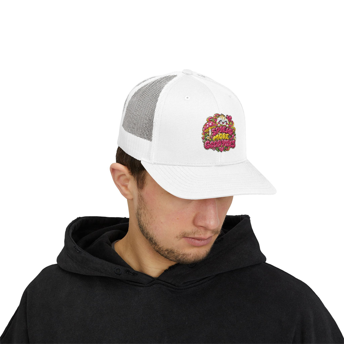 Spread More Good Vibes Snapback Trucker Cap — Sparkle Dumpling Patch Hat