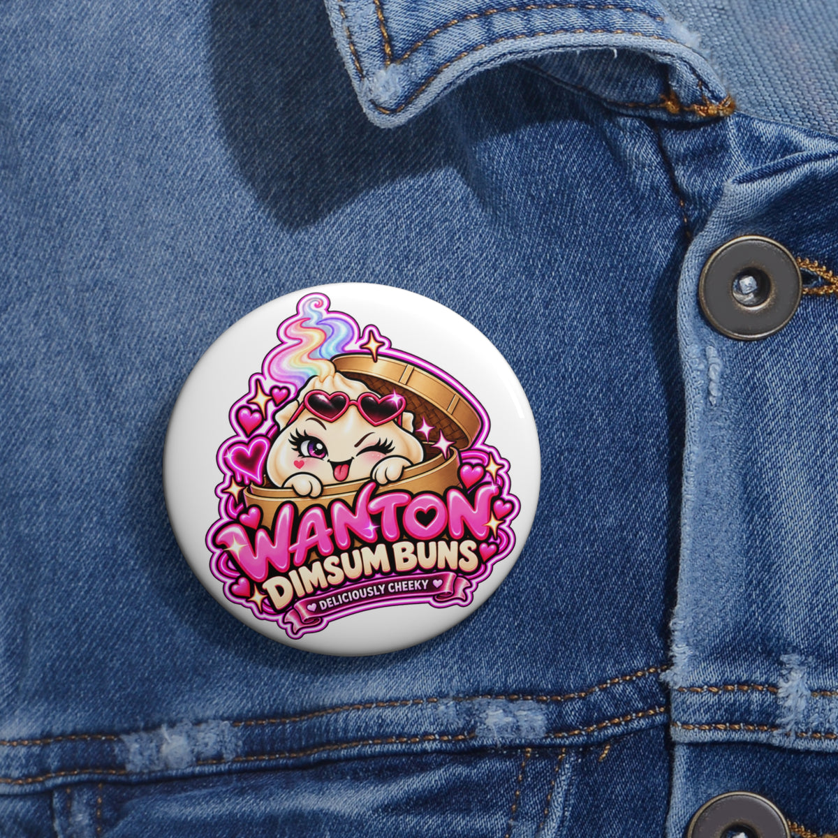 Wanton Dimsum Buns Pin Button — Kawaii Dumpling Badge