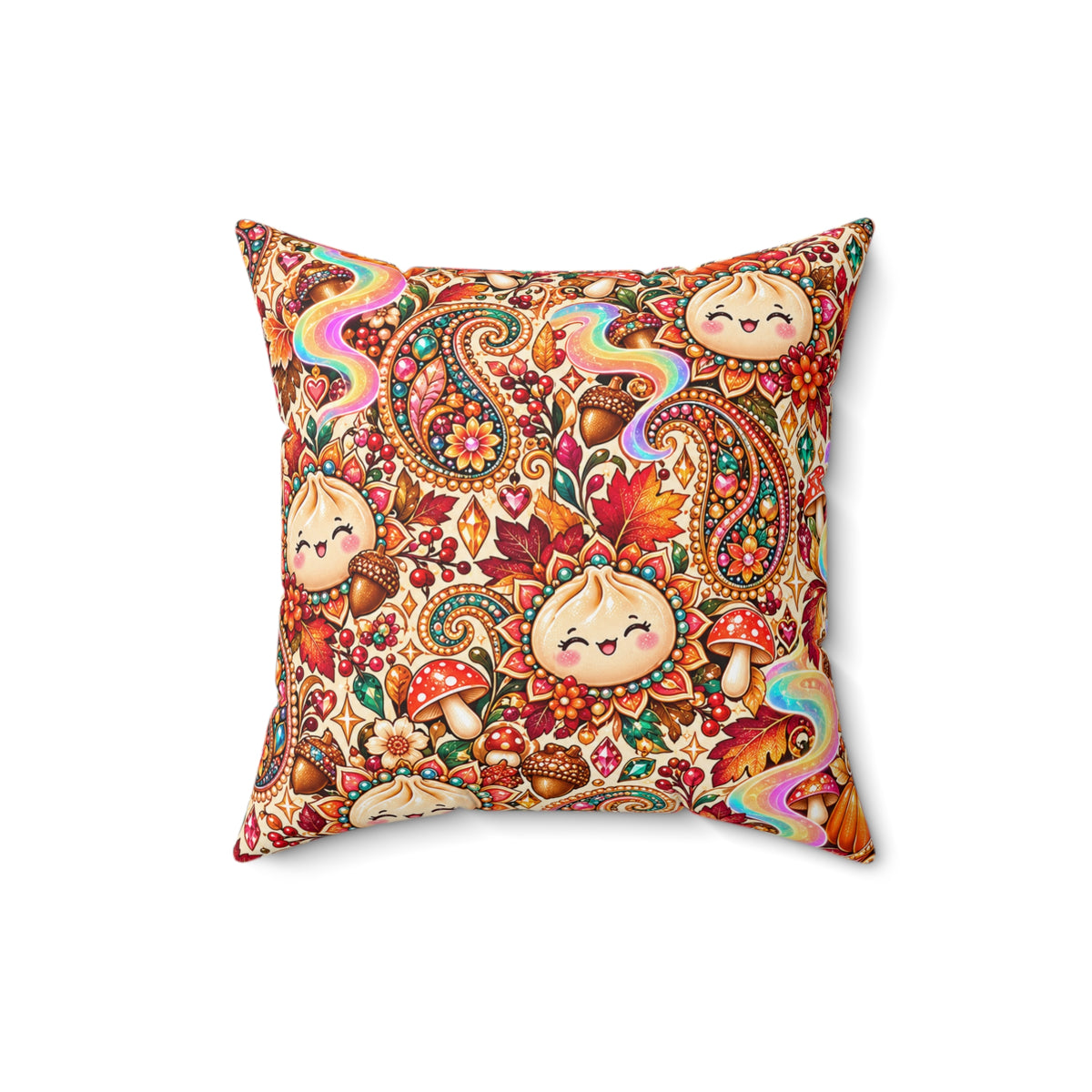 Stuffed Buns Fall Pillow — Pumpkin Dumpling Paisley