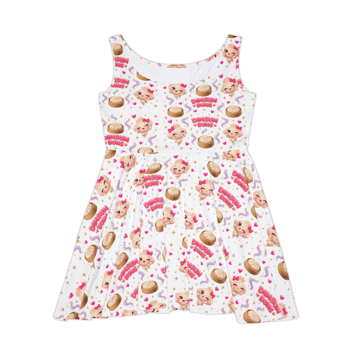Women’s Skater Dress — Cute Dessert & Cupcake Dimsum Buns Pattern AOP