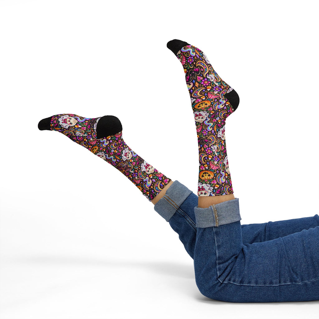 Spooky Buns Day of the Dead Crew Socks — Sugar Skull Dumplings