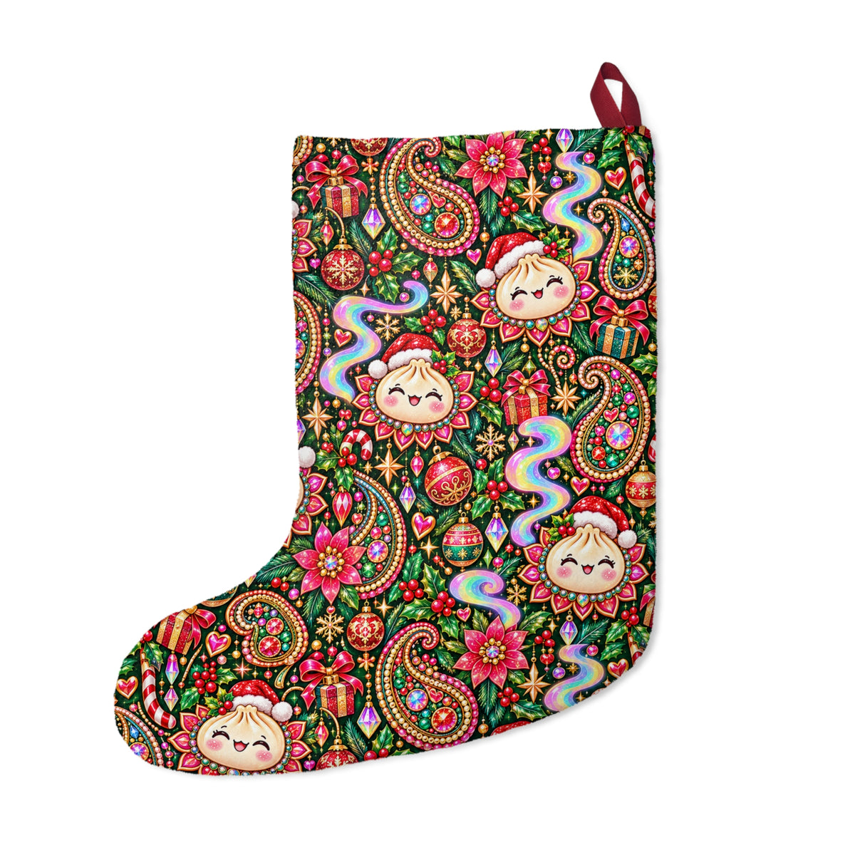 Merry Bunsmas Christmas Stocking — Cute Dumpling Santa Holiday Decor