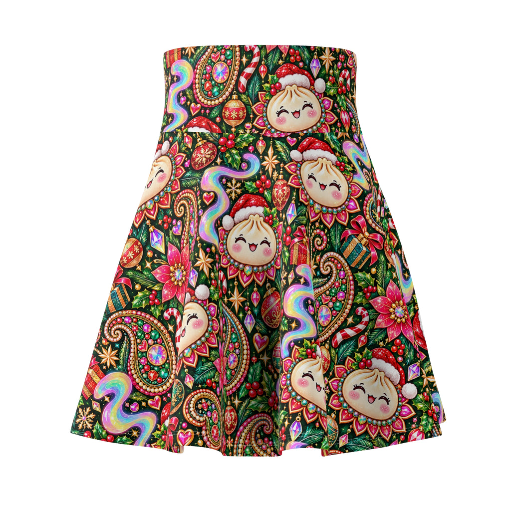 Merry Bunsmas Christmas Skater Skirt — Santa Dumpling Paisley