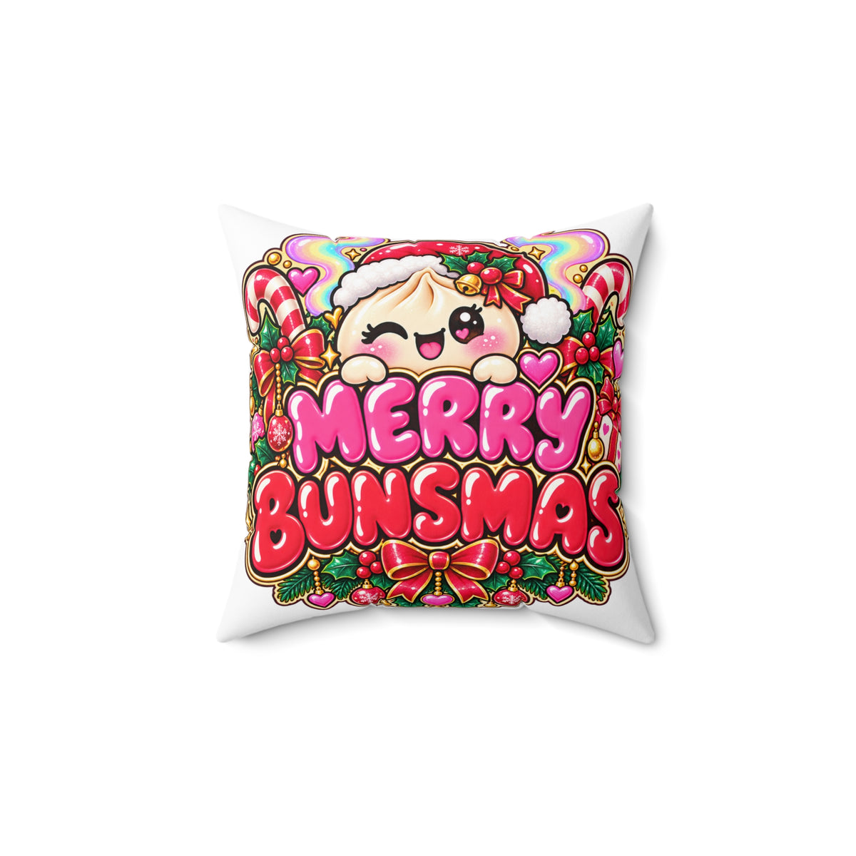 Merry Bunsmas Cute Kawaii Christmas Pillow